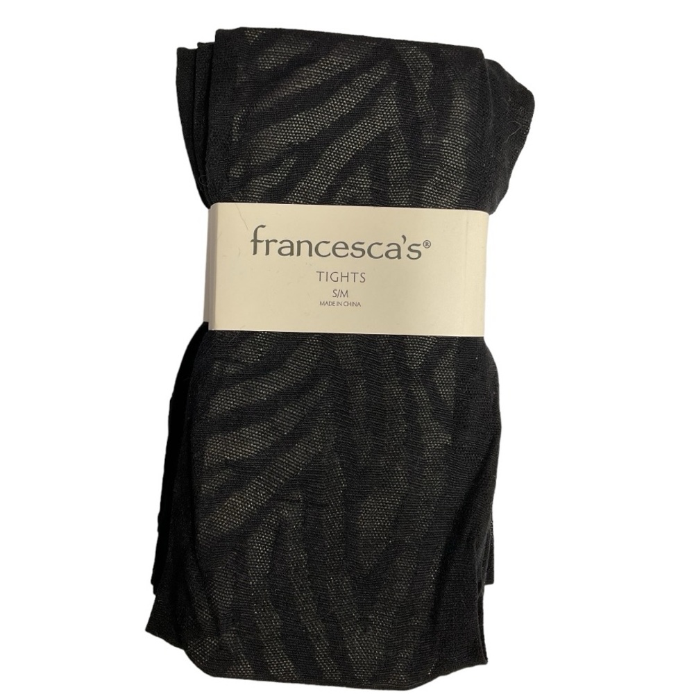 Francesca's Eliza Black Sheer Tiger Print Tights Chic Patterned Size S/M - Picture 4 of 4